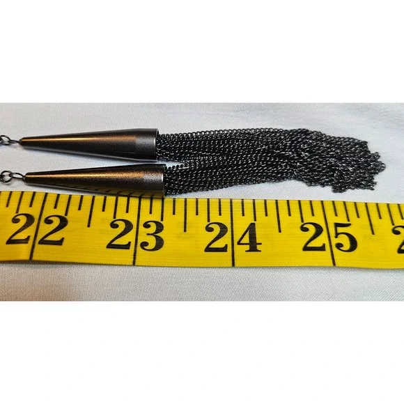 Kendra Scott Phara Lariat Necklace Gunmetal Tassel Multi Strand Long 48.5 Inch - Picture 7 of 7